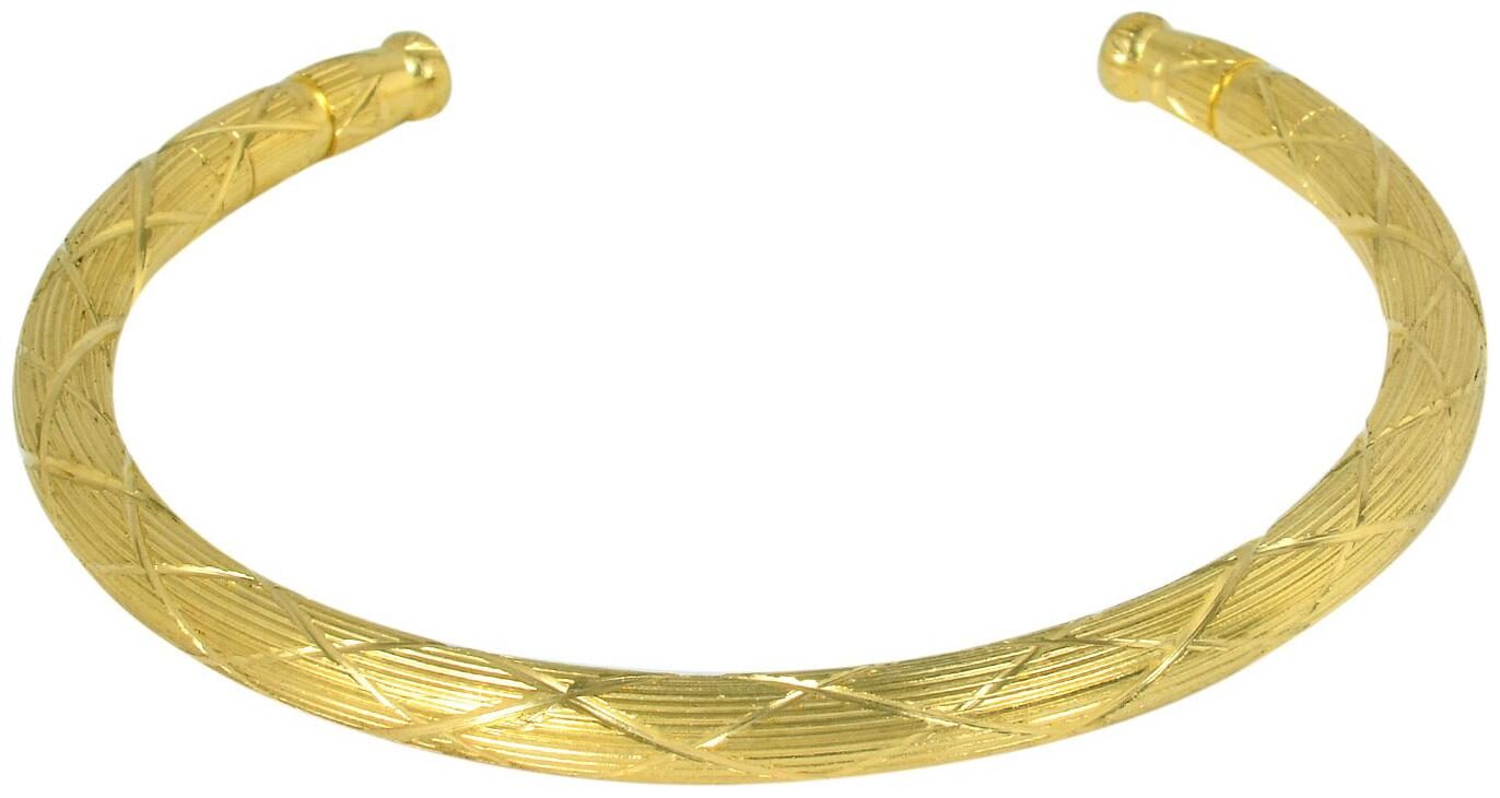 

Memoir Brass Tube Shape Criss Cross Design Adjustable Free Size Brass Kada for Men