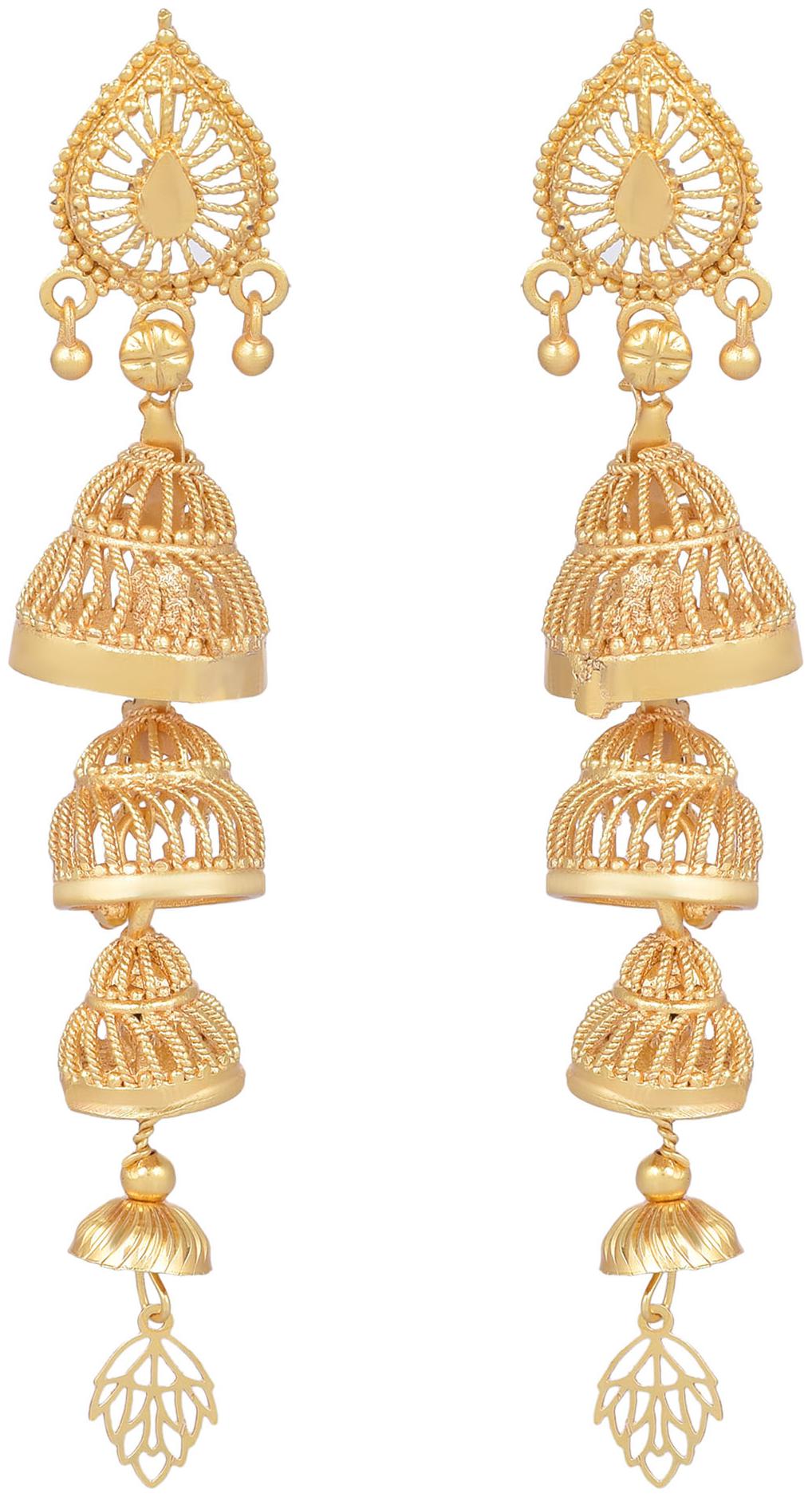 

Memoir Brass Goldplated Four Umbrella Long Jhumki For Women