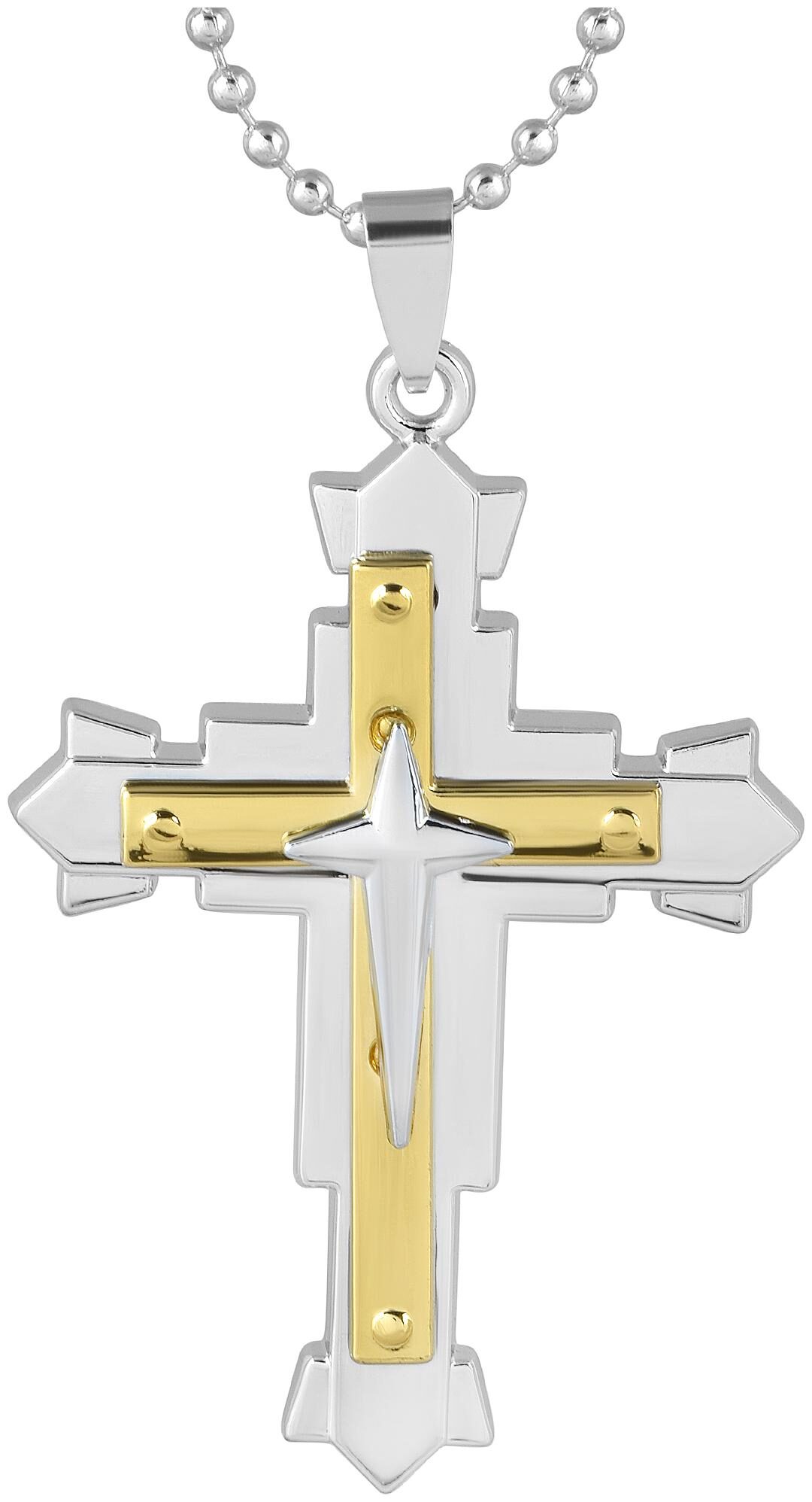

Memoir Brass Gold And Silver Plated Heavy Cross Crucifix Pendant Christian Catholic