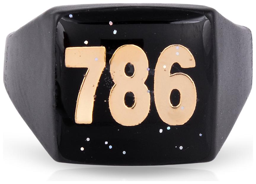 

Memoir Brass Black Coated Muslim Islamic 786 Fashion fingerring Men Women (ORKL7678)