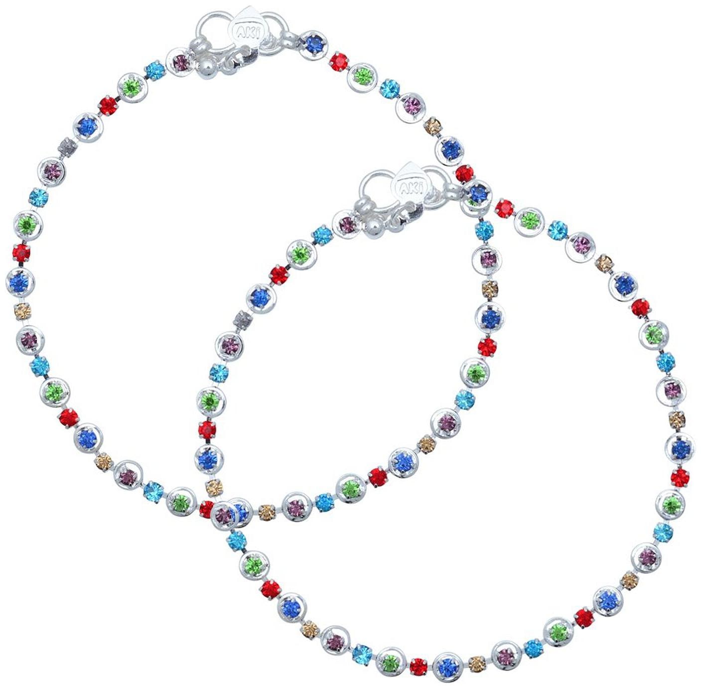 

Memoir Colorful Single Liner Young Fashion Brass Anklet (Pack of 2)