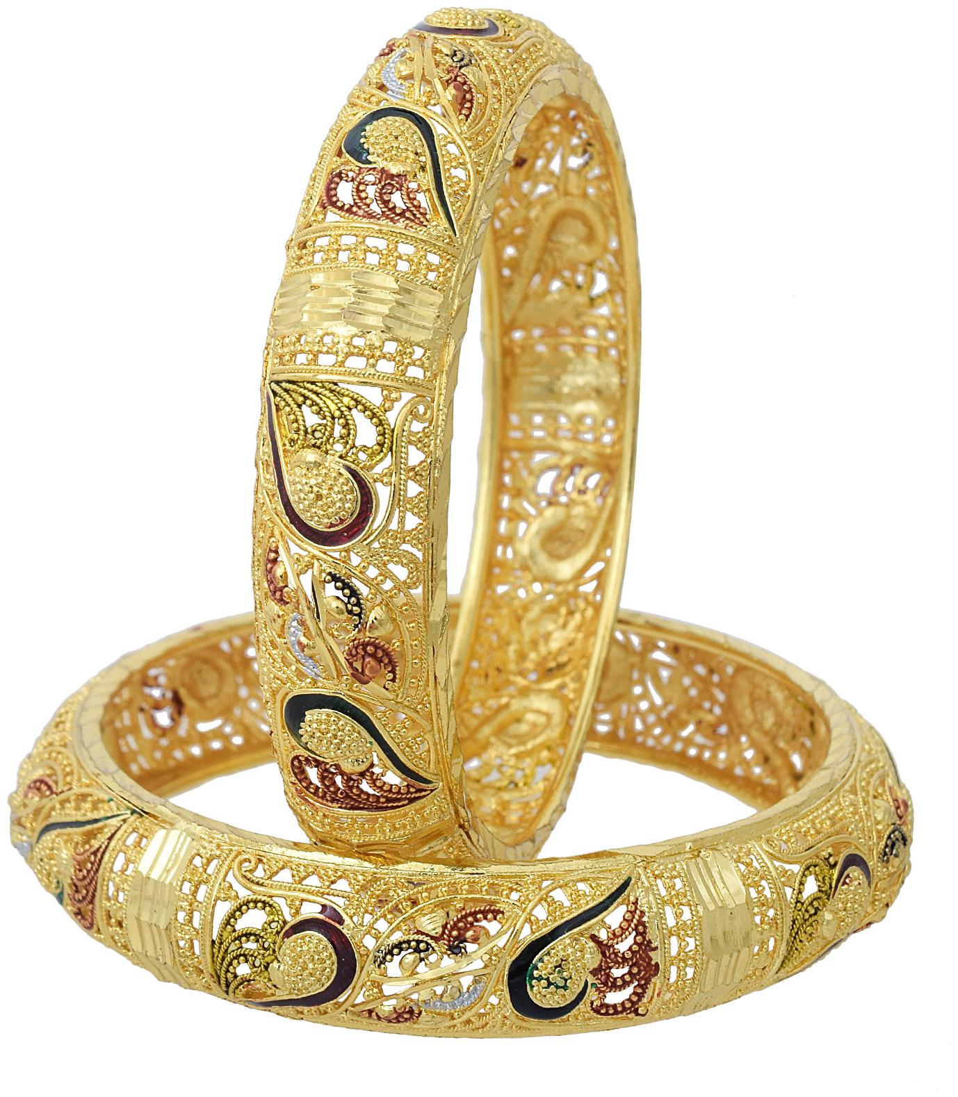 

Memoir Gold Plated Handmade Meenakari 14mm Broad Rajasthani Bangle Set Women Traditional Fashion