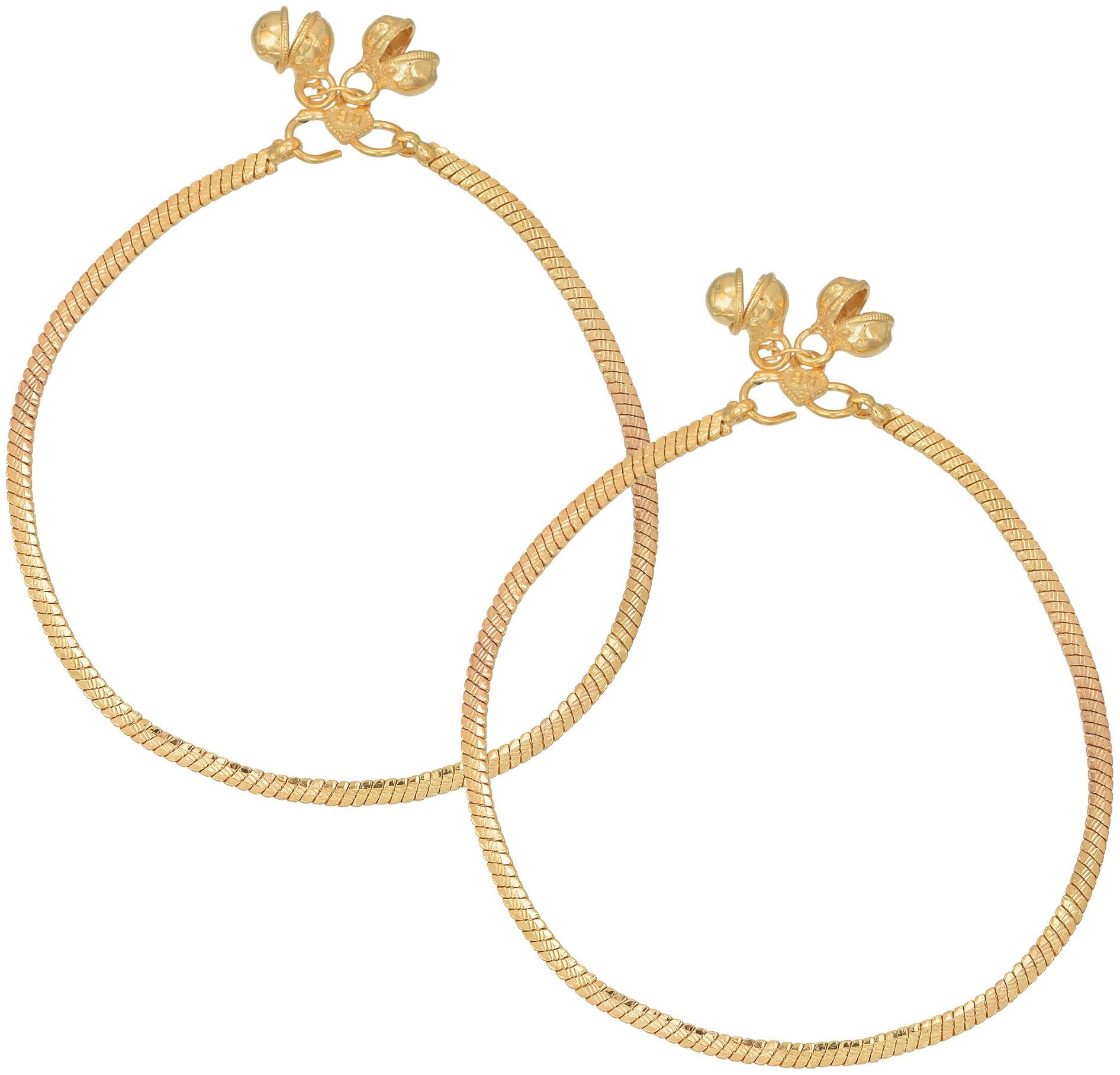 

Memoir Gold Plated Flat Snake Chain Payal Pajeb Anklet Women Traditional Brass Anklet ()