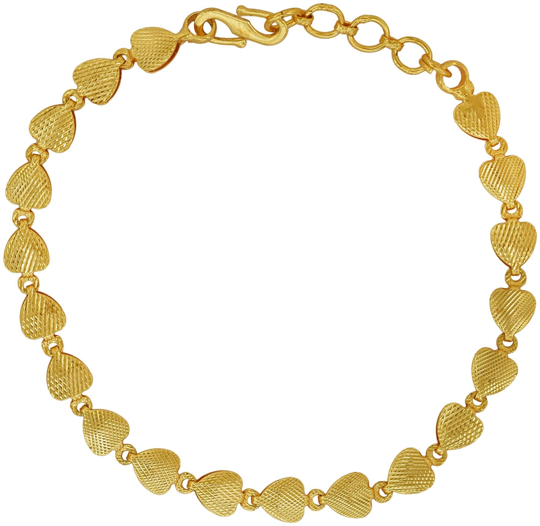 

Memoir Gold Plated Heartshape Linked Design Valentine Love Bracelet For Women And Girls
