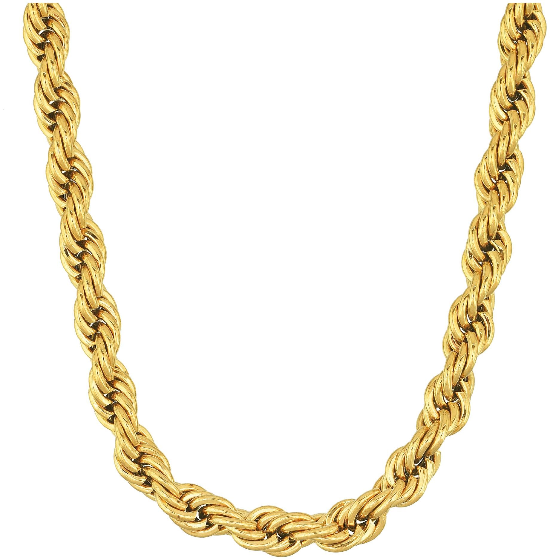 

Memoir Gold Plated Brass 6mm 24 inch Super Thick and Heavy Rope Chain Necklace Men