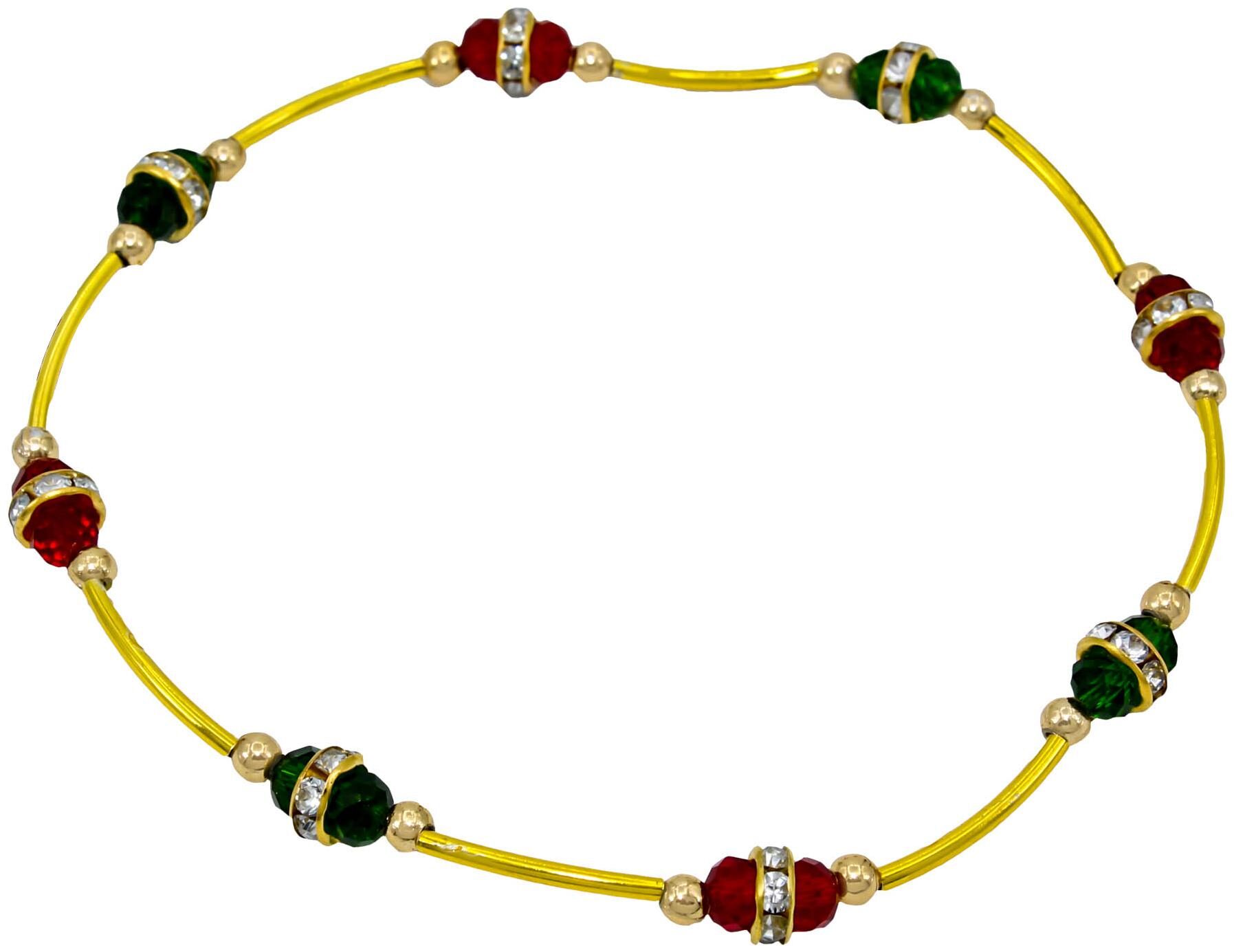

Memoir Gold plated Colourful Crystal SINGLE foot one piece payal pajeb Anklet Women Girls Fashion Brass Anklet
