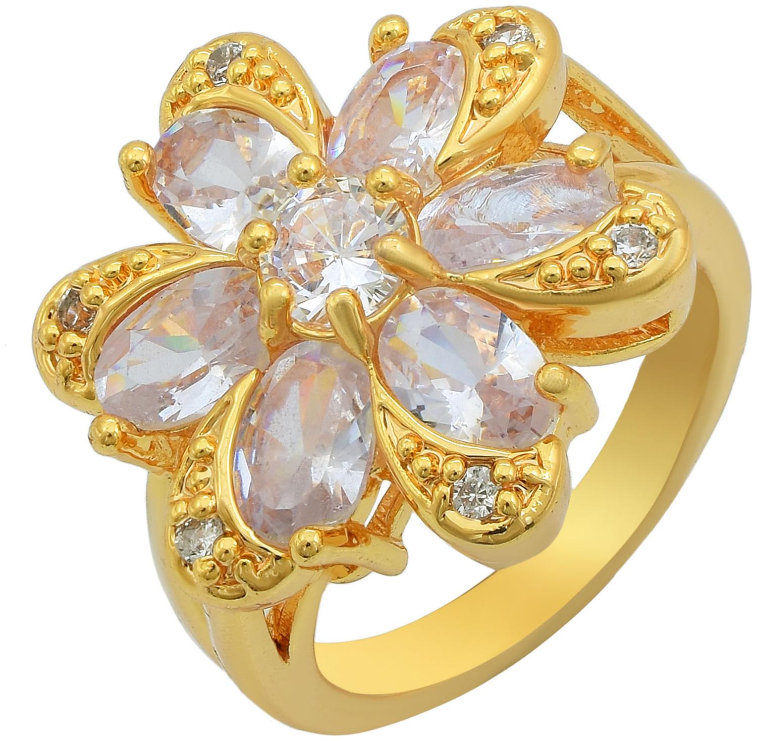 

Memoir Gold Plated CZ Flower Design Fashion Finger Ring Women