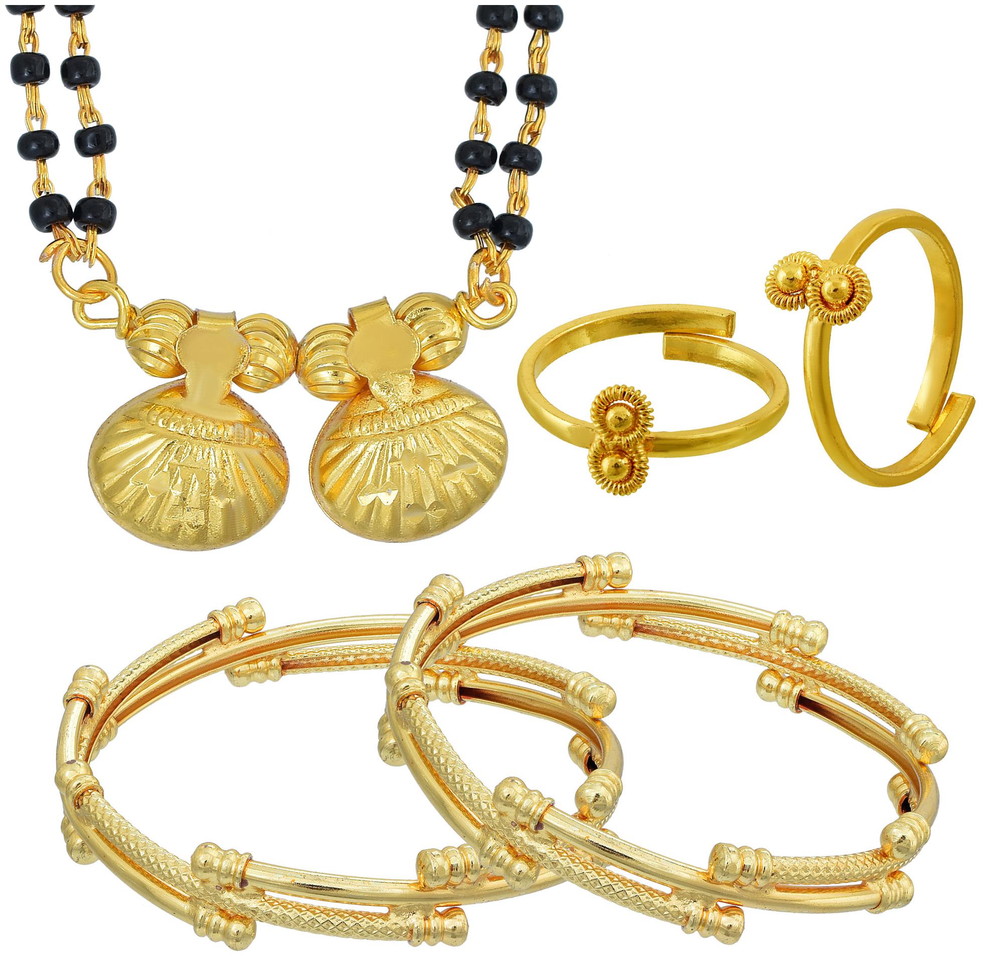 

Memoir Gold Plated Combo of Mangalsutra Bangle Toering Traditional Jewellery Ethnic