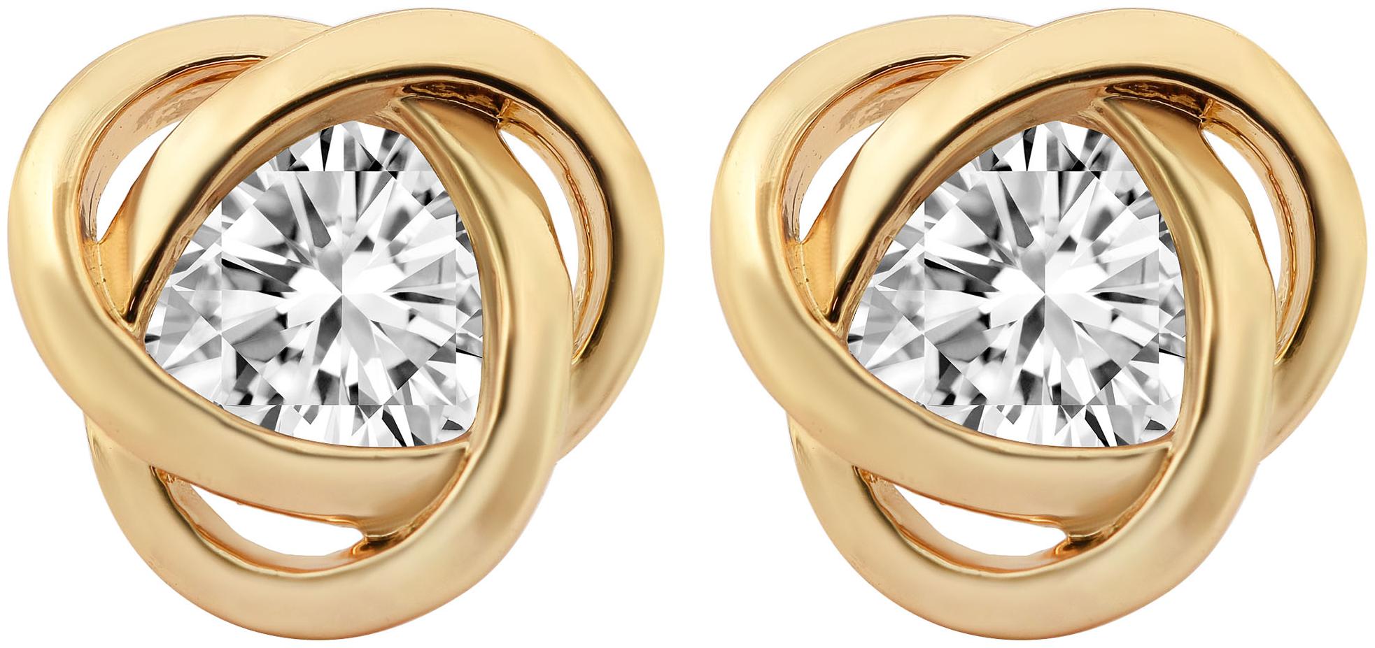 

Memoir Gold plated Orbit shape Solitaire White Zircon Diamond look stud earrings Women Fashion