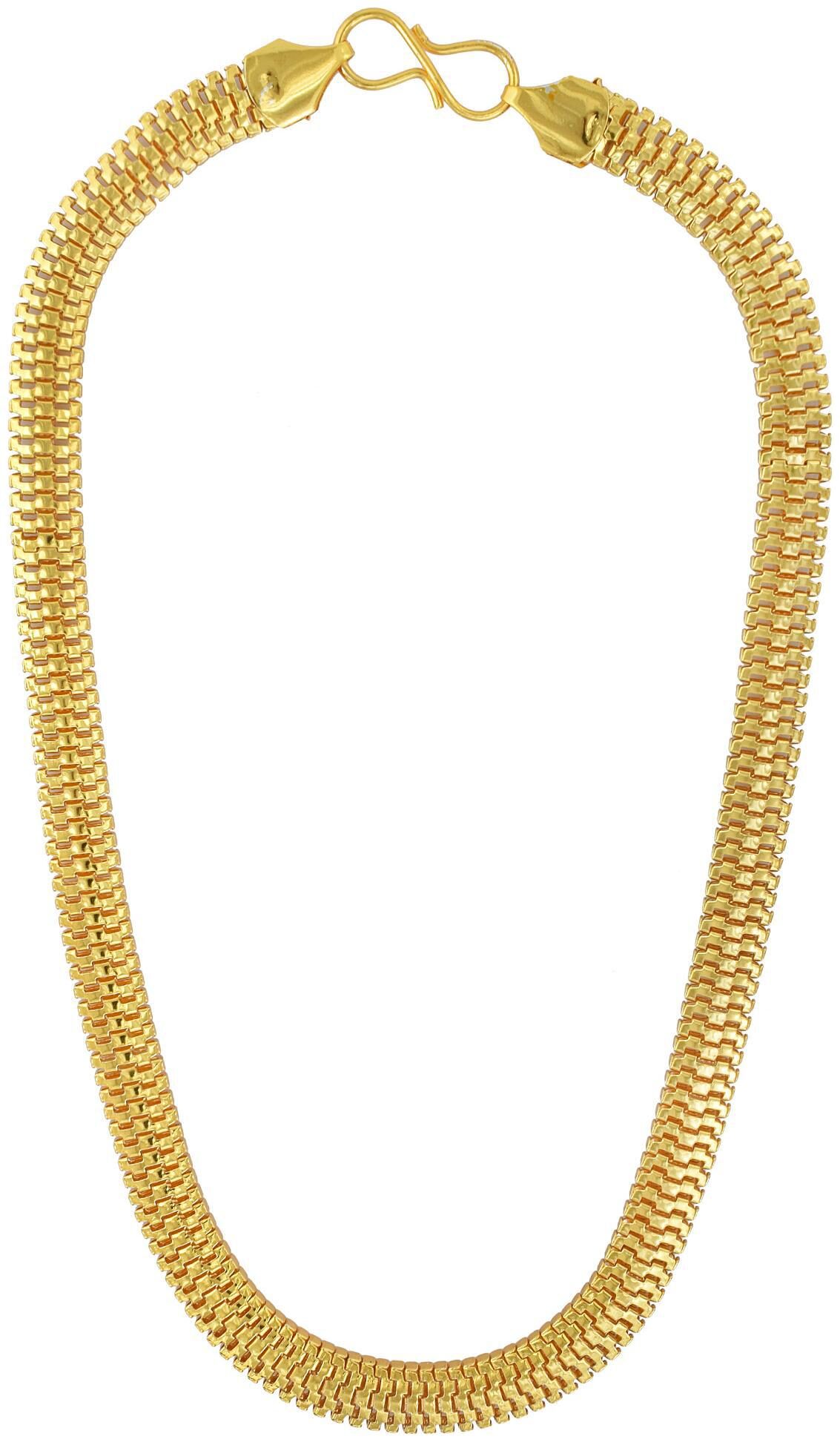 

Memoir Gold Plated Flat Snake Chain Design 10mm Broad Light Weight Chain Necklace Fashion by Memoir