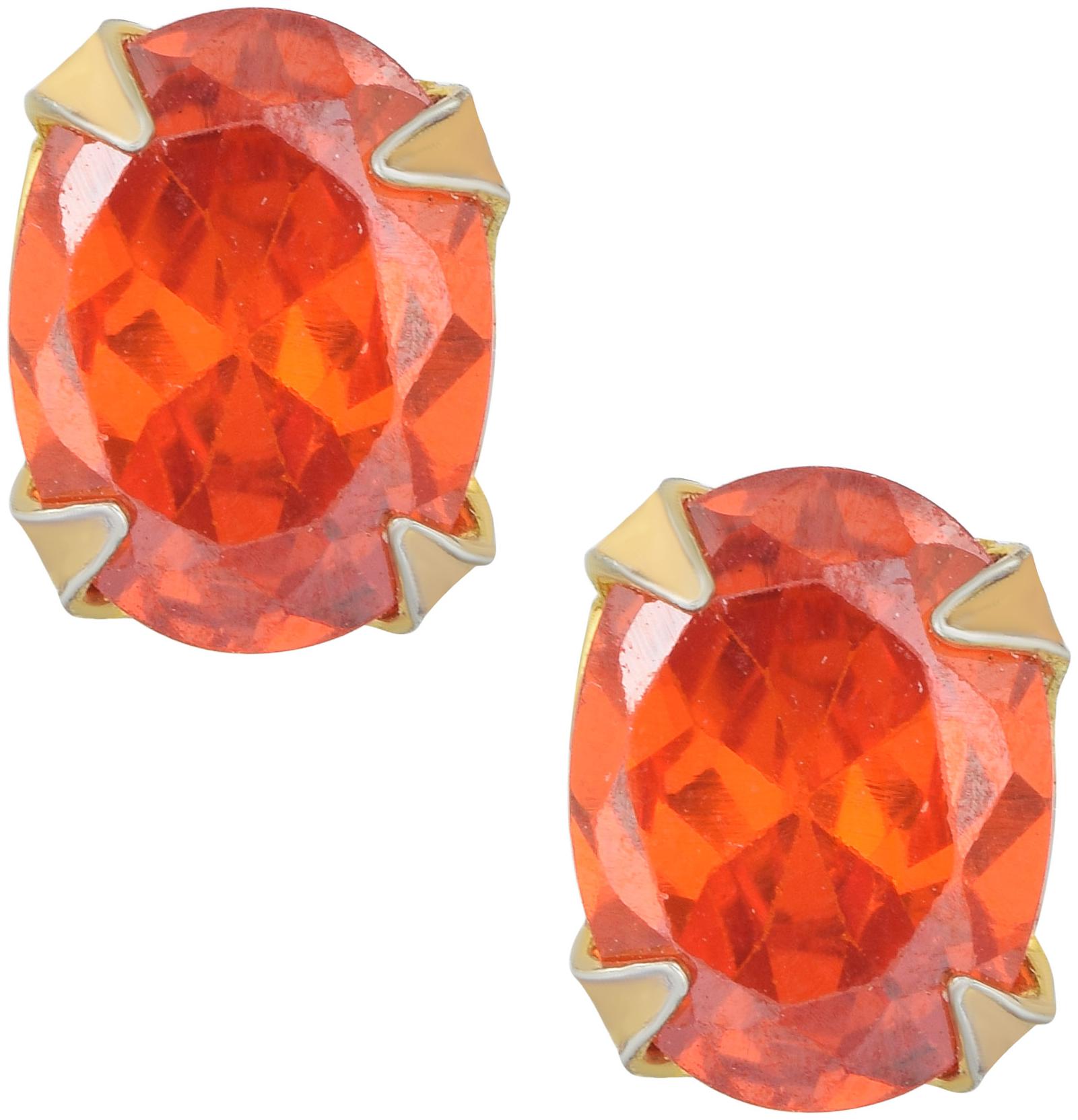 

Memoir Gold Plated Faux Fire Opal Fashion Stud Earrings Women Girls(Orange)