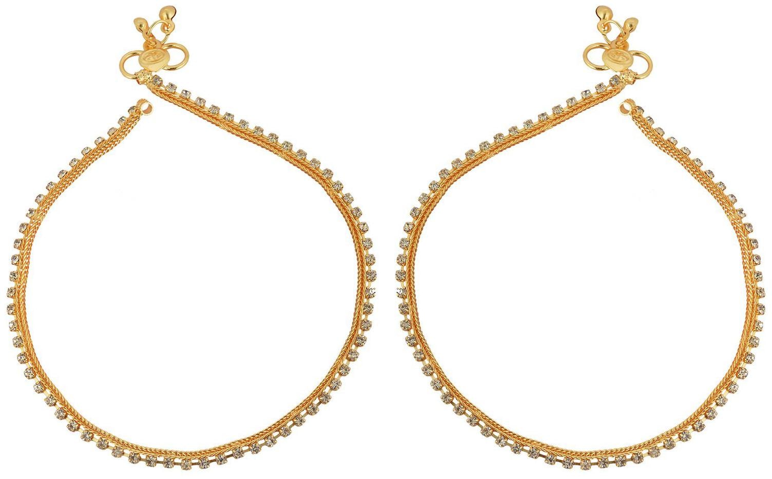 

Memoir Gold Plated CZ Studded Single line Anklet for Women