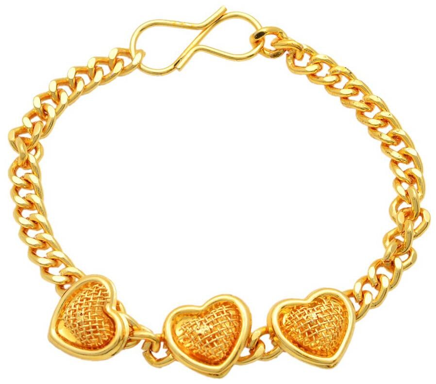 

Memoir Gold Plated Heartshape Flat Interlink Chain Bracelet For Women And Girls