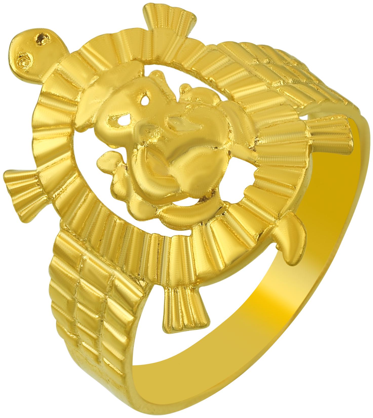 

Memoir Gold plated Fengshui vastu Ganpati Ganesh on Tortoise good luck fashion finger ring Men