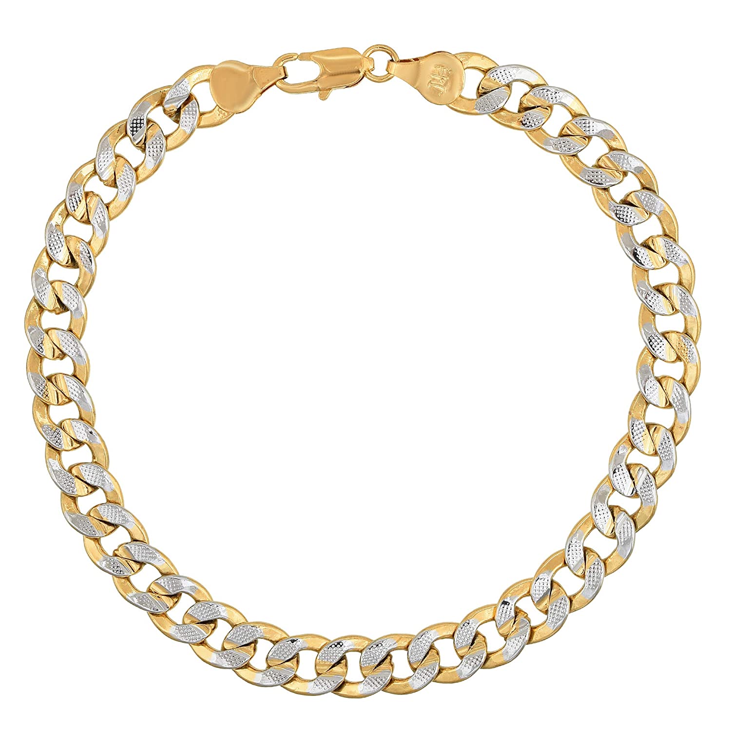 

Memoir Gold Plated Dual Gold and Silver Tone Grooved Link Fashion Bracelet Men