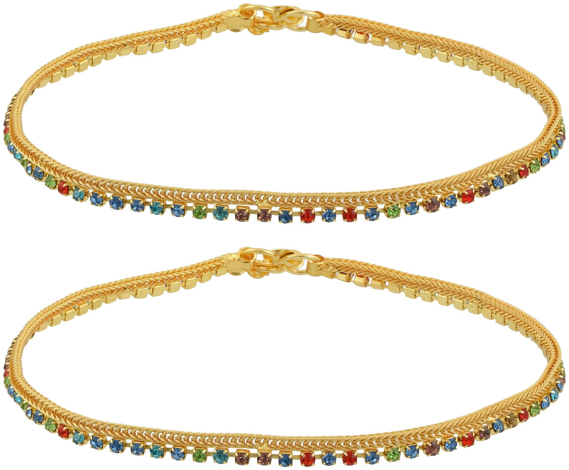 

Memoir Gold Plated Broad Traditional Anklet Women