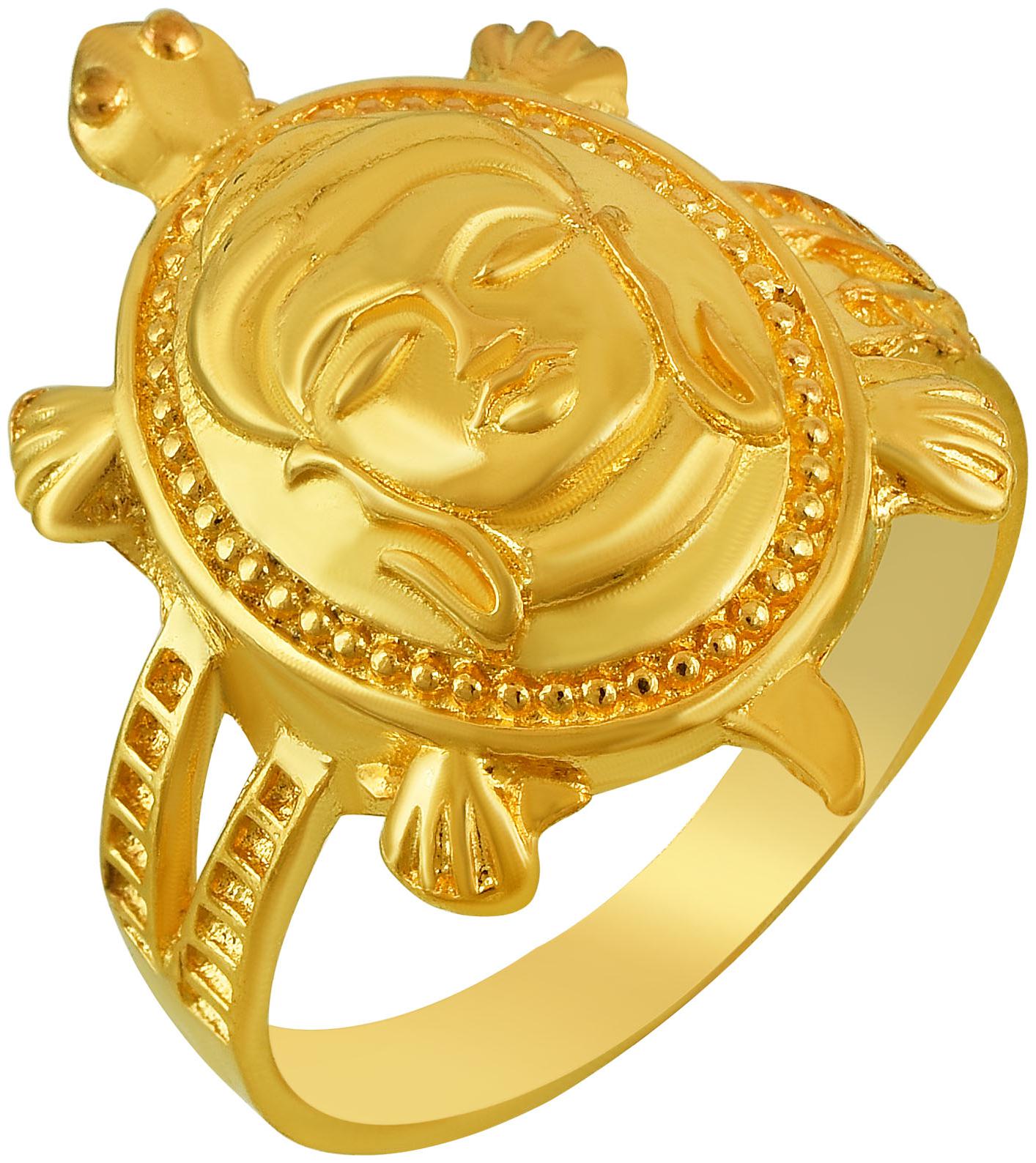 

Memoir Gold Plated Vastu Fengshui Budha Head on Tortoise Finger Ring Fashion Men Women