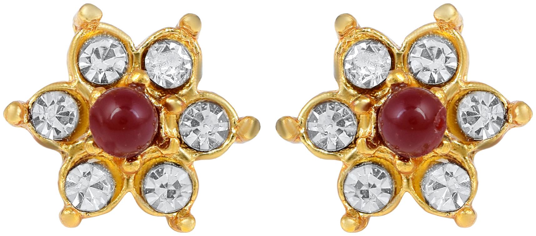 

Memoir Goldplated CZ Faux Ruby Small Earrings Women Girls (ERTS3863)