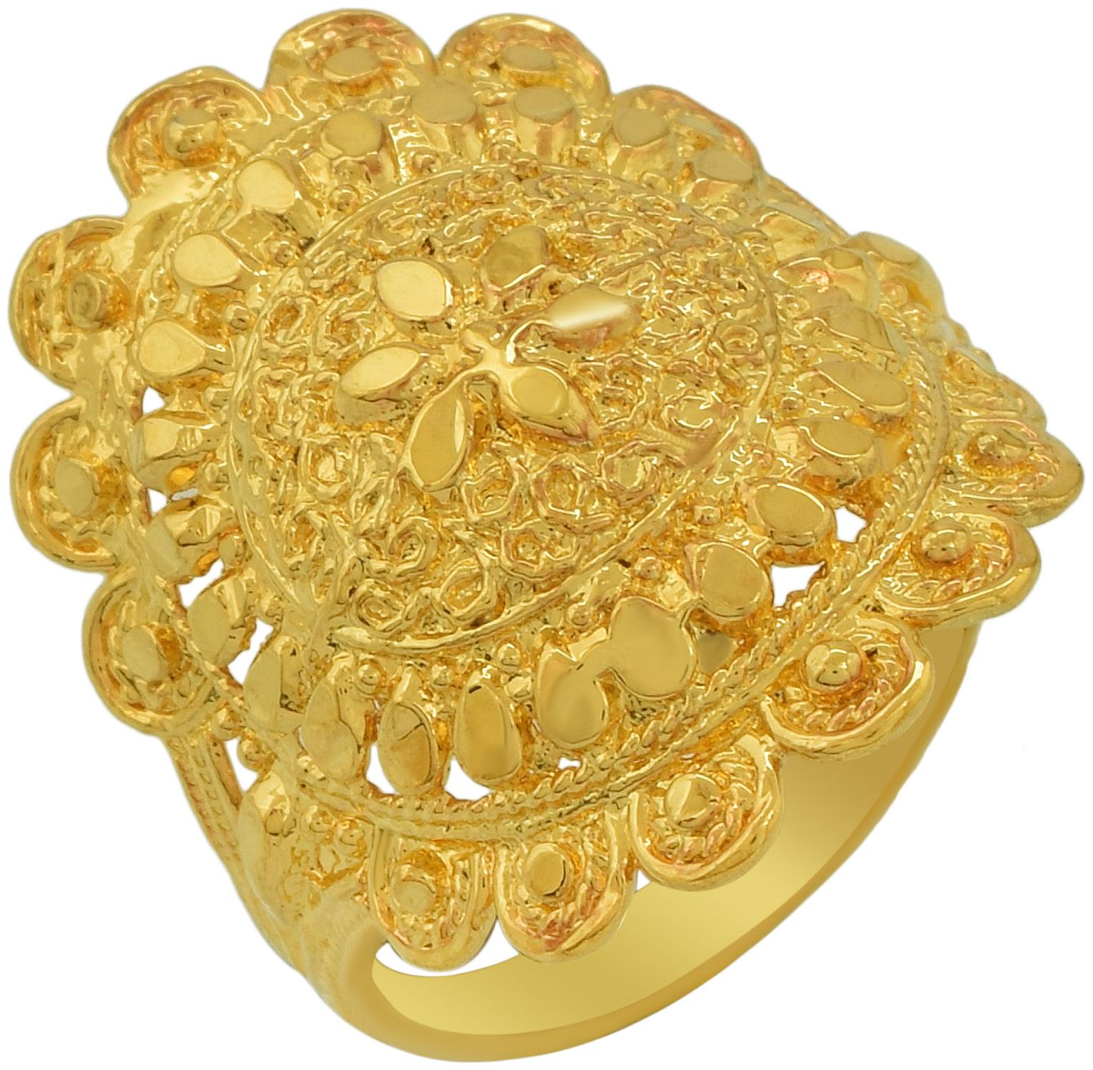 

Memoir Gold Plated Carved Big Gingercuff Finger Ring Women Traditional