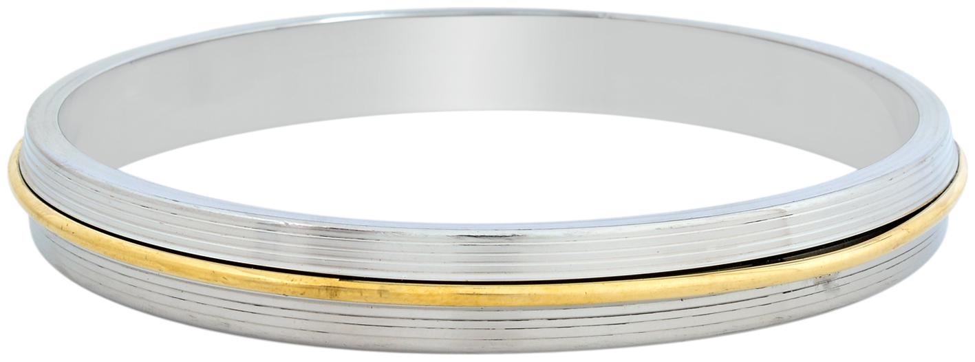 

Memoir Mens 316L Steel Brass B Striped 11mm Broad 84Gms Bangle Bracelet Cuff Kada