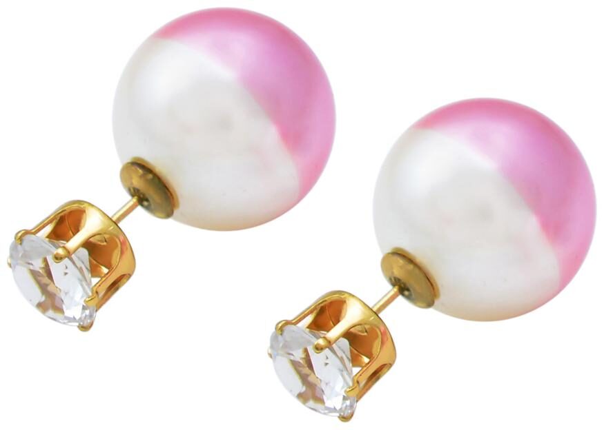 

Memoir Pink and White Dual tone CZ stud one side Peek a boo Earring studs