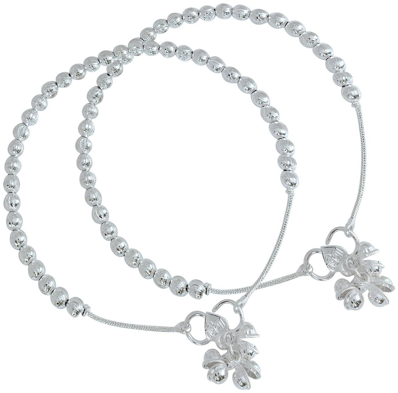 

Memoir Silver Plated Filigree Beaded Single Stranded Traditional Ethnic Anklet Jewellery for Women