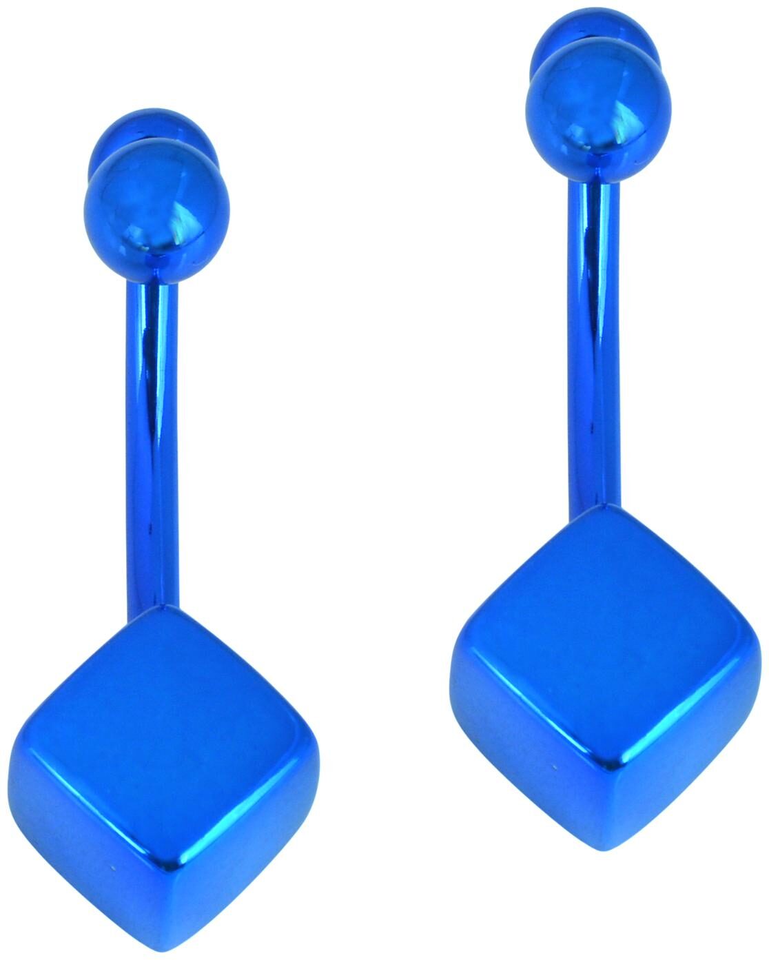 

Memoir Teal Blue Colour Square Cube front to back Earrings