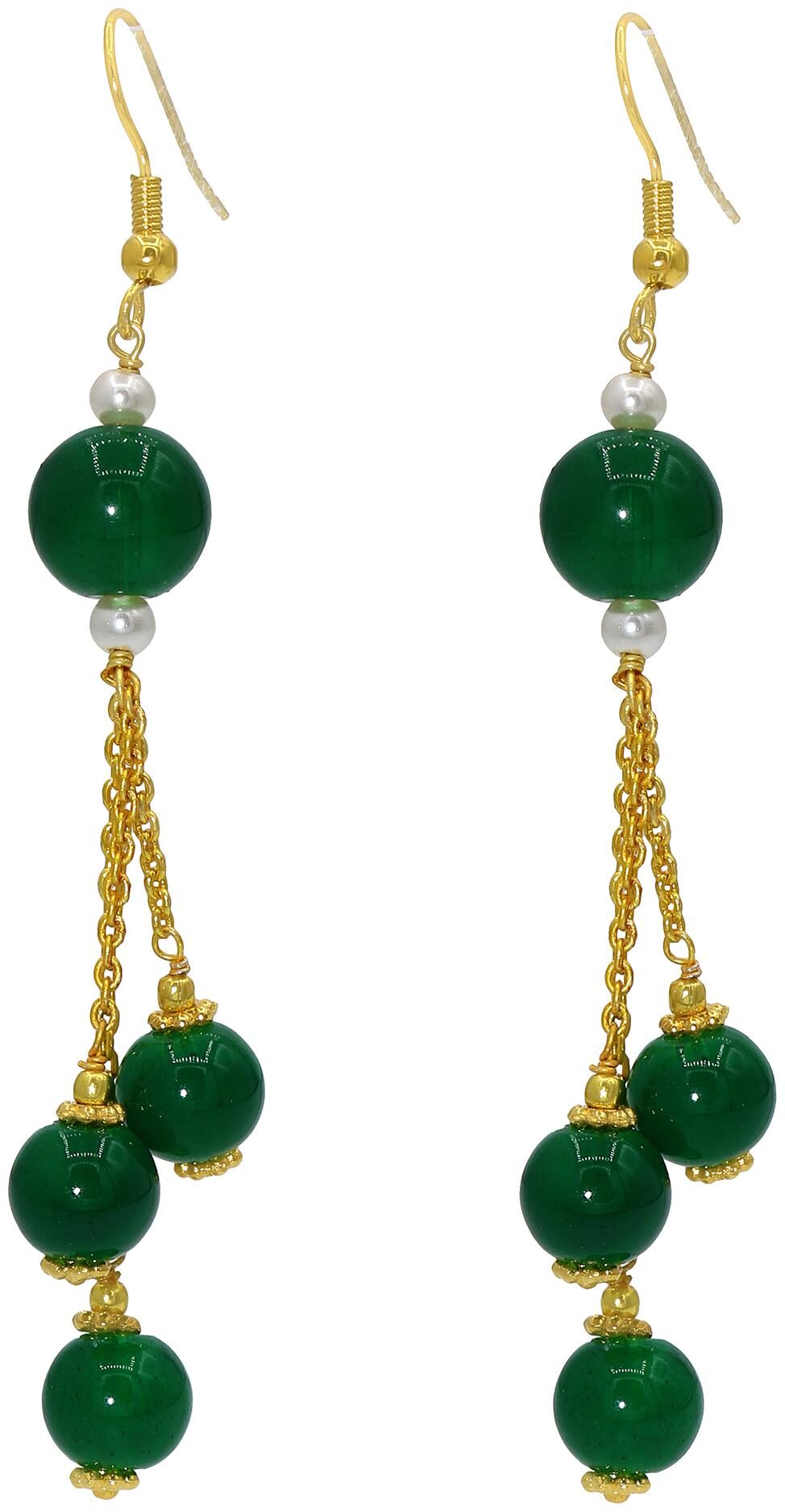 

Memoir Women Brass Dangle Earring Green Gold
