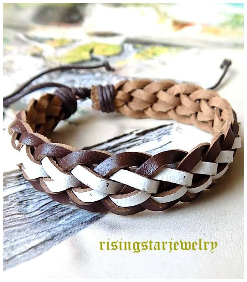 

Men Braided Multi Color Leather Fashion Surfer Biker Hip Hop Bracelet Wristband