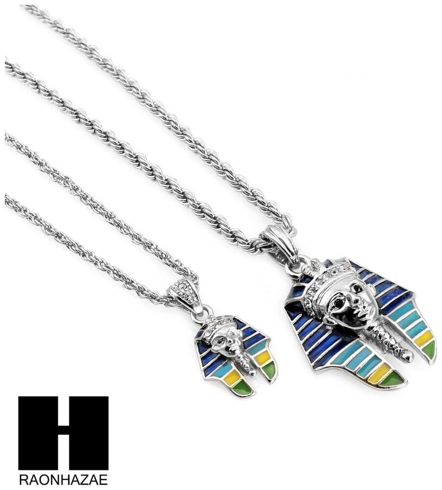 MEN HIP HOP PHARAOH KING-TUT PENDANT W// 22/" 26/" ROPE CHAIN NECKLACE COMBO SET028