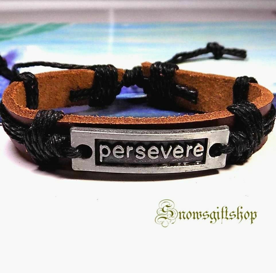 

Men s Cool Persevere New Age Fashion Surfer Biker Character Bracelet Wristband