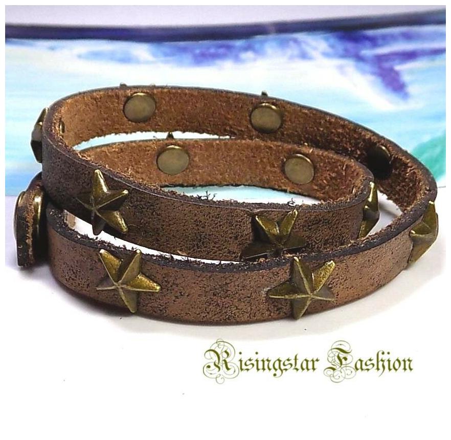 

Men s Cool Stars Theme Cowboys Characters Double Wrap Leather Bracelet Wristband