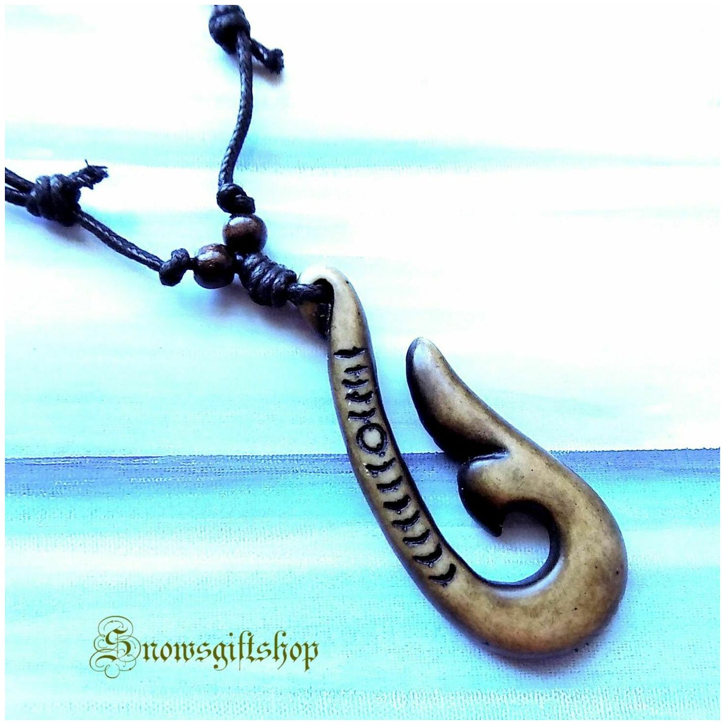 

Men s Fish Hook Symbol of Prosperity New Age Fashion Hip Hop Character Necklace