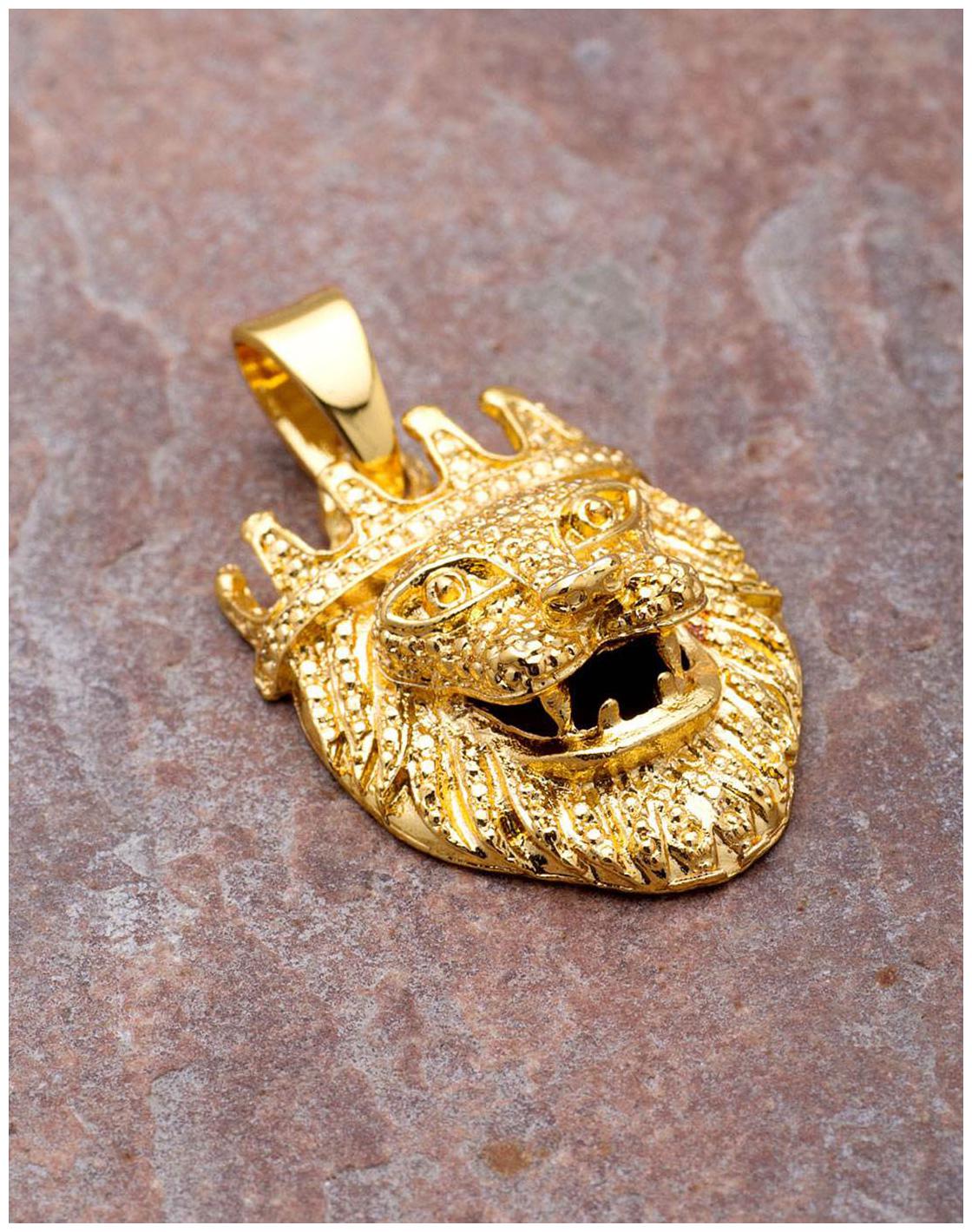 

Dare by Voylla Men s Golden Lion King Crown Head Pendant Without Chain From Dare by Voylla