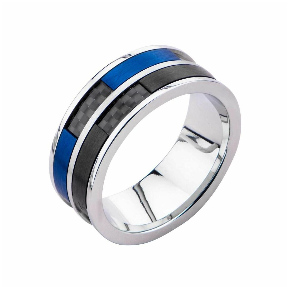 

MEN S INOX BLUE BLACK IP 316L SS CARBON FIBER INLAY SPINNER RING SIZE 13 FR1504