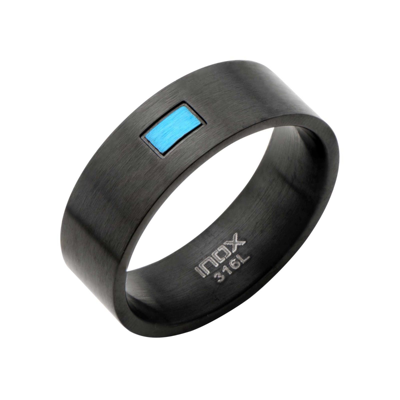 

MEN S INOX BLACK IP RECTANGLE BLUE IP 316L STAINLESS STEEL RING SIZE 9 FR16669