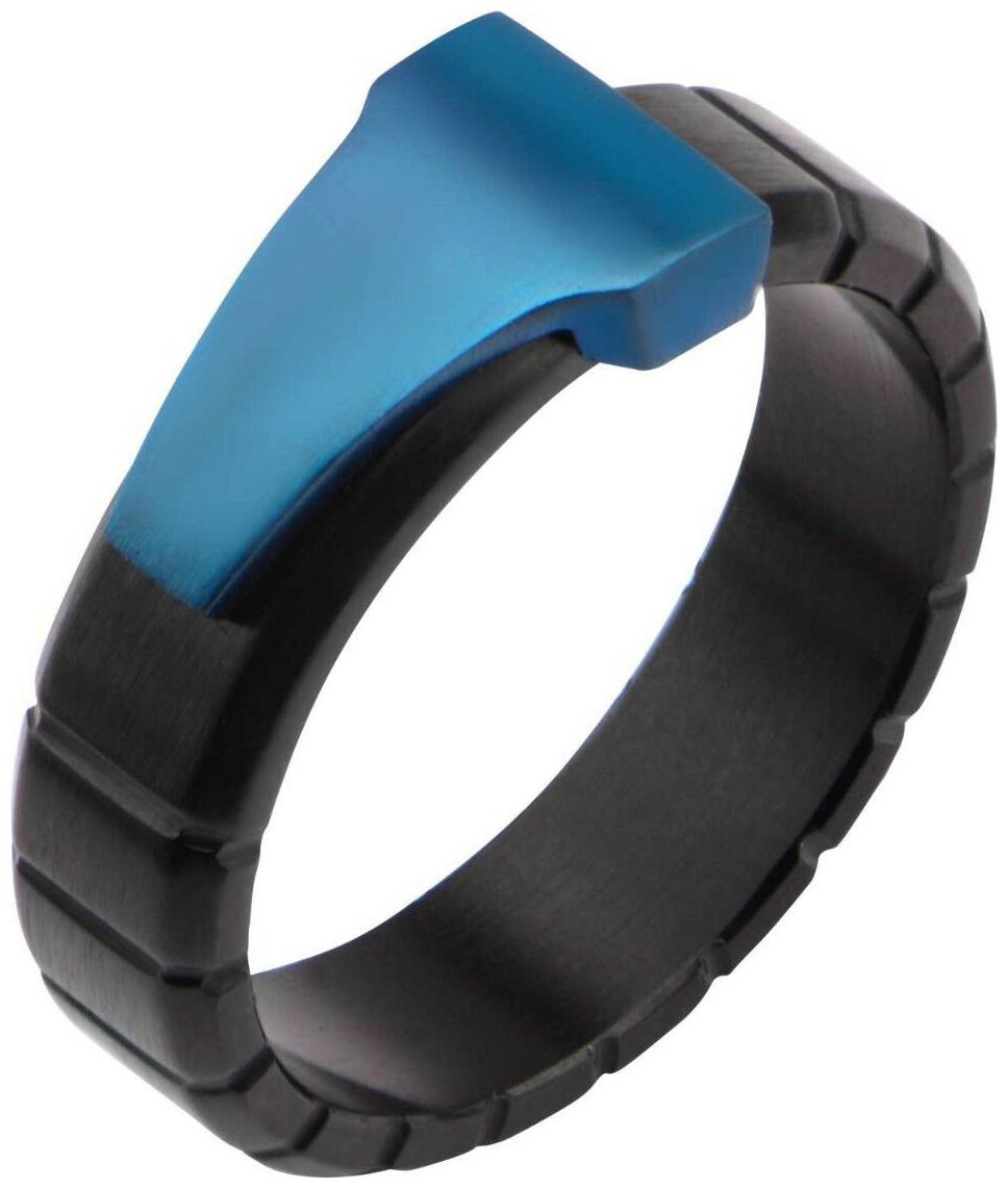 

MEN S INOX BLACK IP BLUE IP TRIANGLE GROOVE LINE STAINLESS RING SIZE 11 FR18085