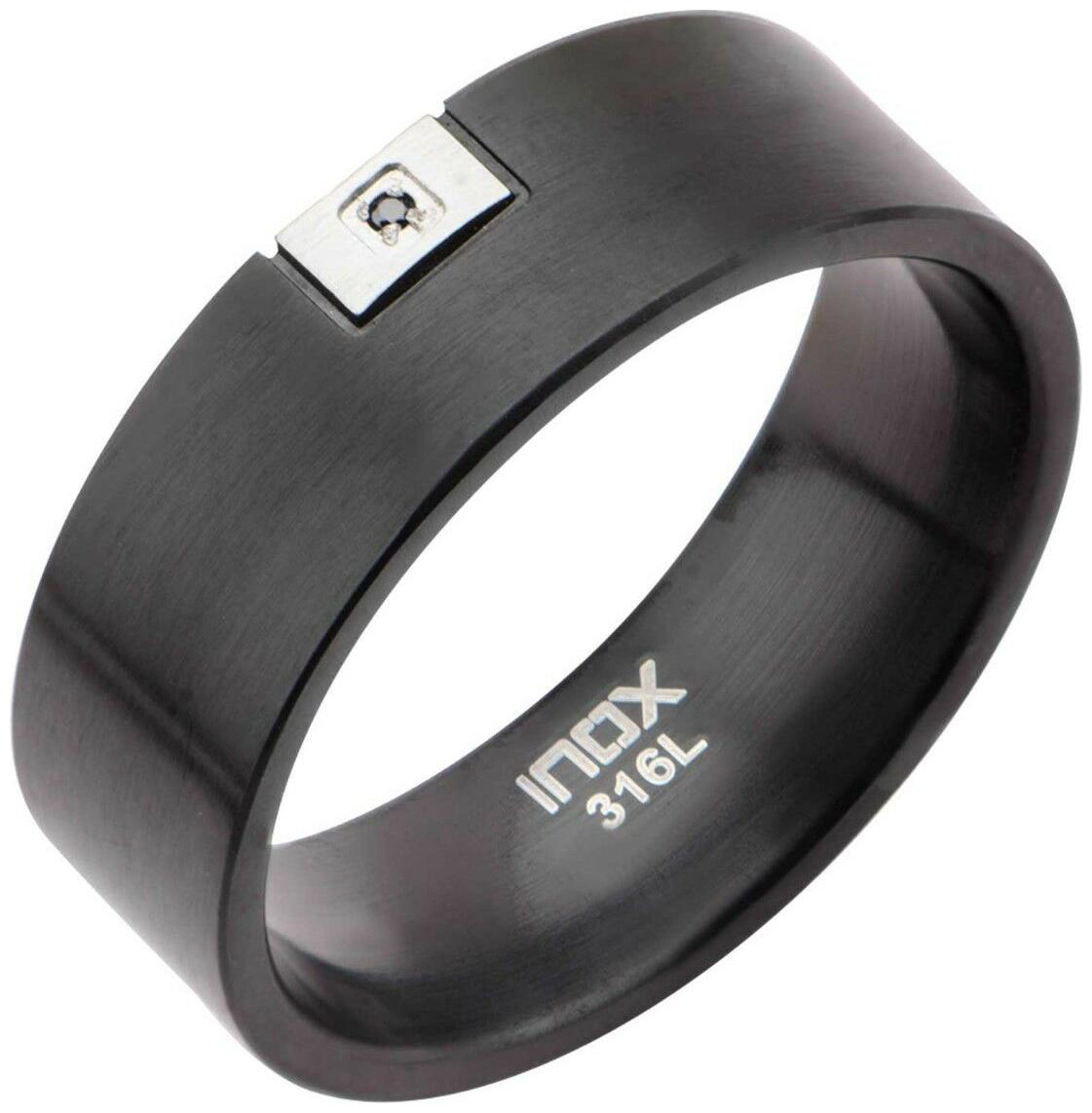 

MEN S INOX BLACK IP STAINLESS STEEL RECTANGLE CZ RING SIZE 12 FR18351
