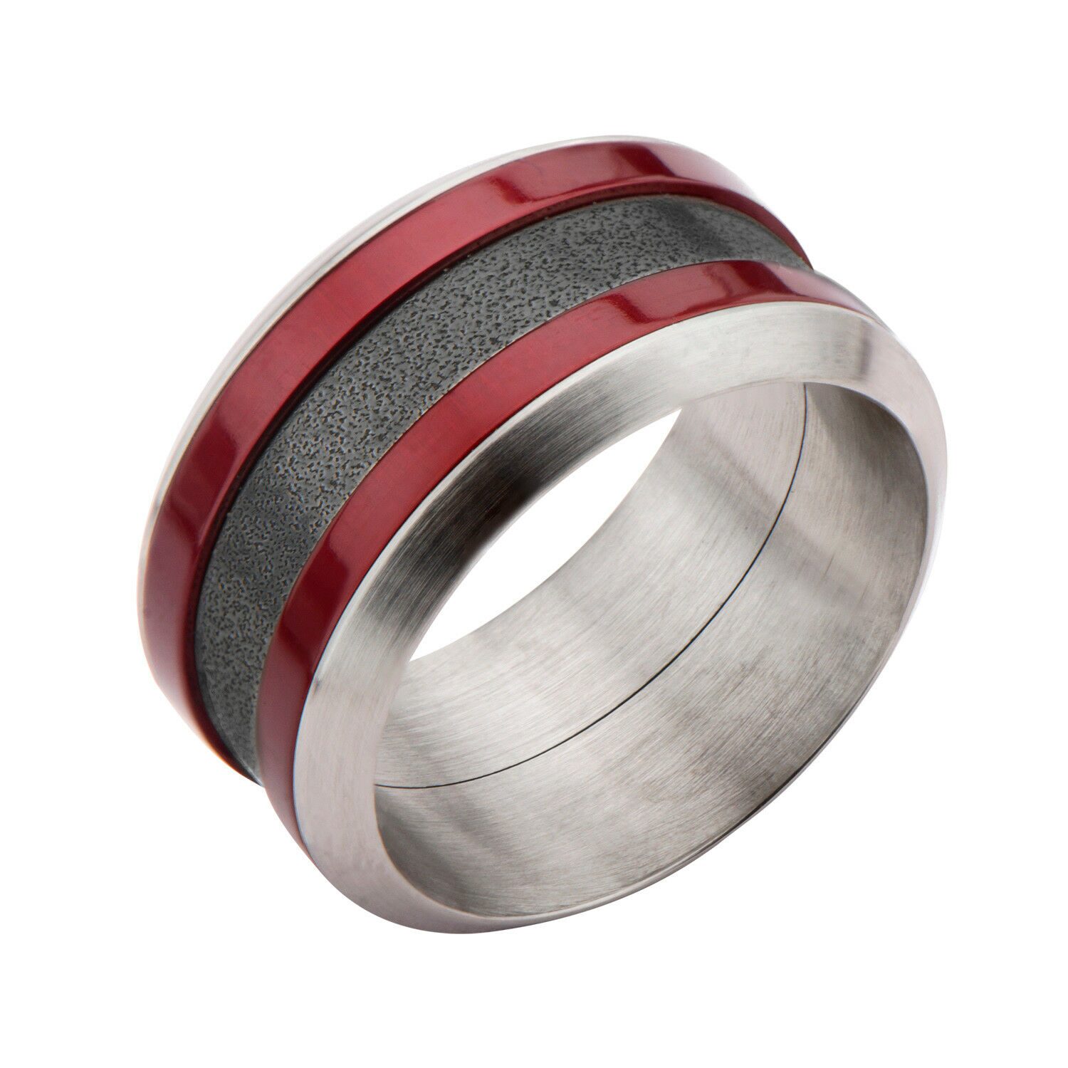 

MEN S INOX DARK RED CRIMSON STAINLESS STEEL BLACK OXIDIZED RING SIZE 13 FR18354
