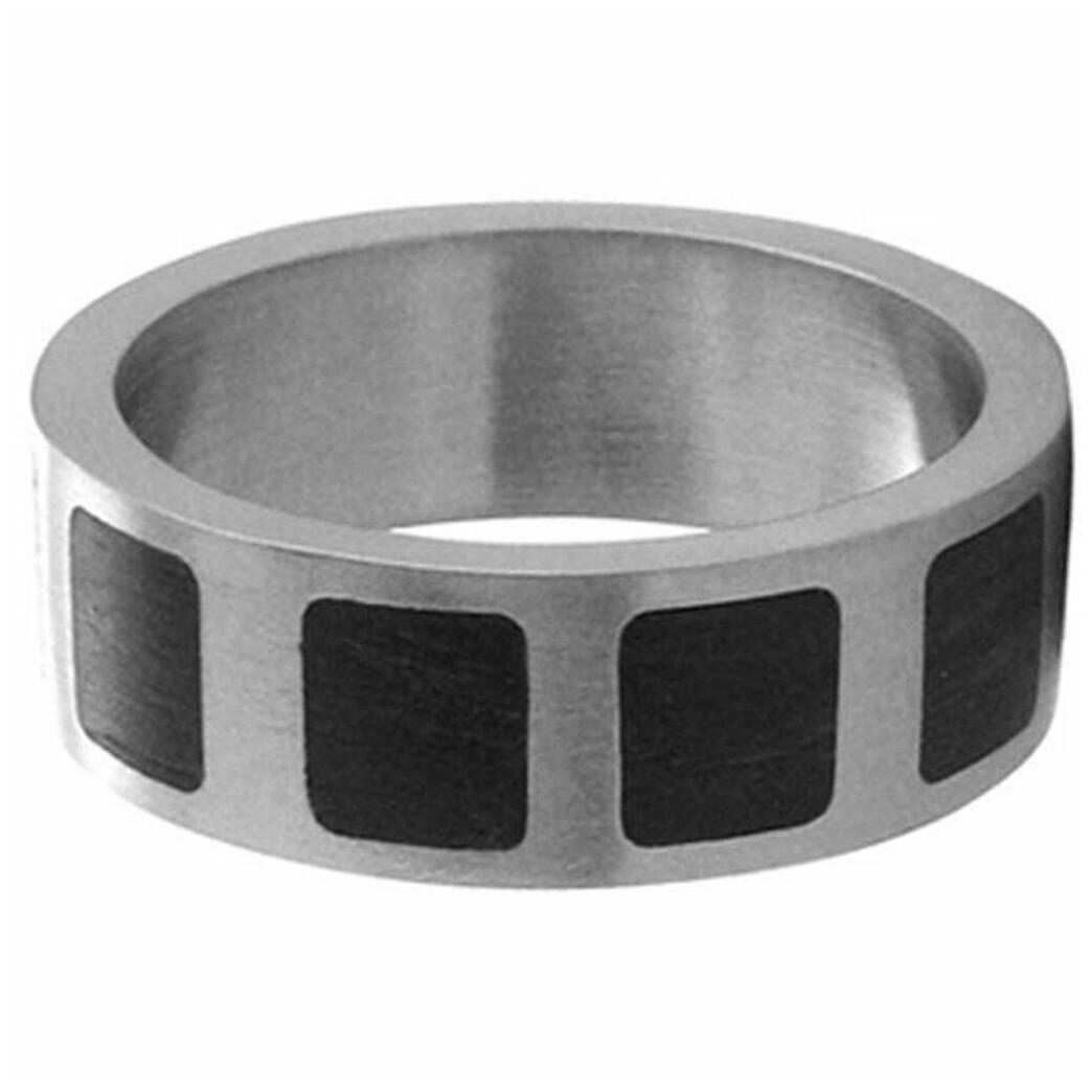 

MEN S INOX MATTE STAINLESS STEEL SANDALWOOD SQUARE INLAY RING SIZE 13 FR5781