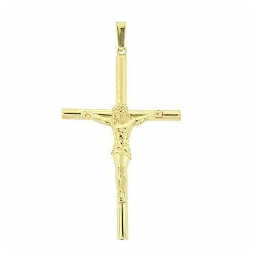 

Men s Yellow Gold Finish 925 Sterling Silver Hollow Bar Crucifix Pendant Large