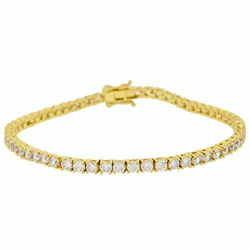 

Men s Yellow Gold Plated Simulated Diamond 3mm 1 Row Tennis Bracelet 8 Hip Hop