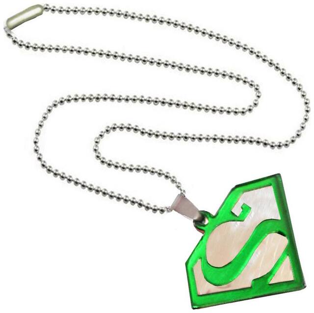 Men Style 2016 New Design Superman Inspired Green Alloy 3 D Shape Pendent
