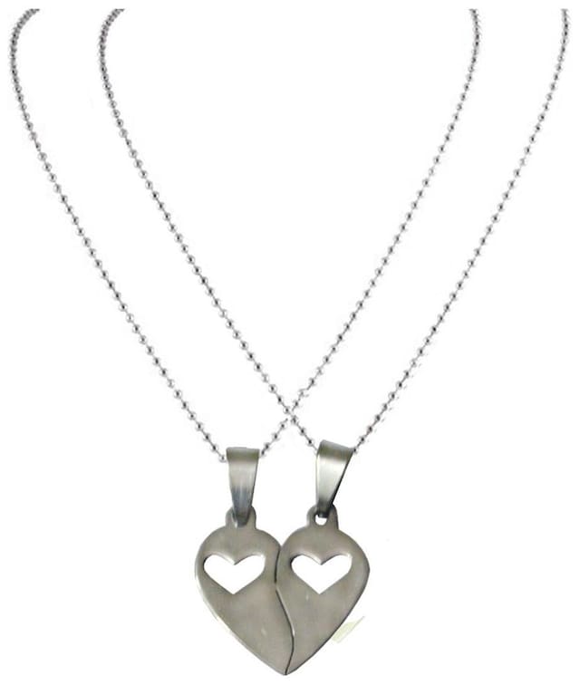 Men Style 2016 New High Polished I Love You  Dual Tone Silver Tone Matching Hearts Lovers Couple (2 pieces - his and her) Silver 316L Stainless Steel Heart Pendent For Men