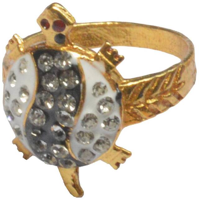 Men Style  Cubic Zircon  Tortiose  Gold And White And black Brass Ring For Unisex