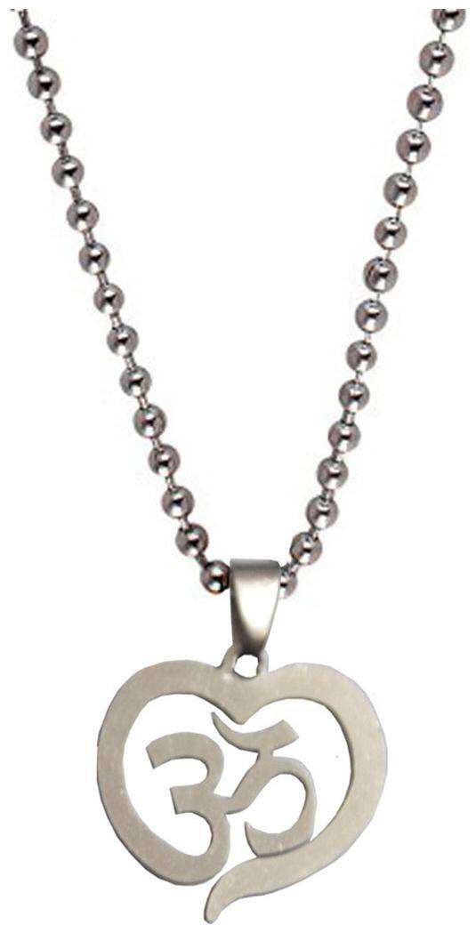 Men Style Heart Style Om Silver Stainless Steel Heart Pendent For Mens