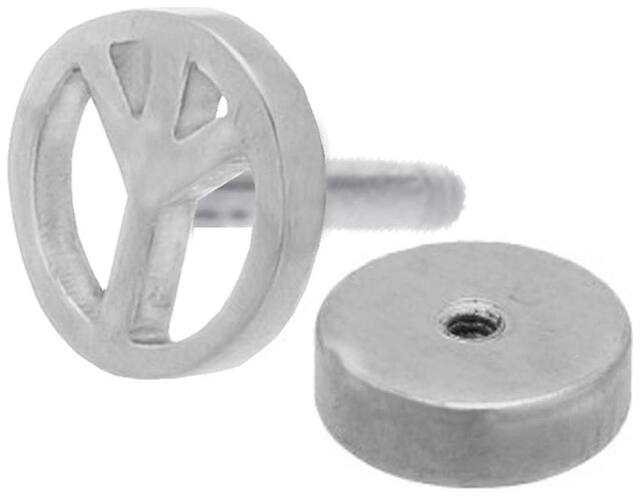 Men Style peace symbol Piercing Punk Silver 316 L Stainless Steel Round Stud Earring For Men And Boy