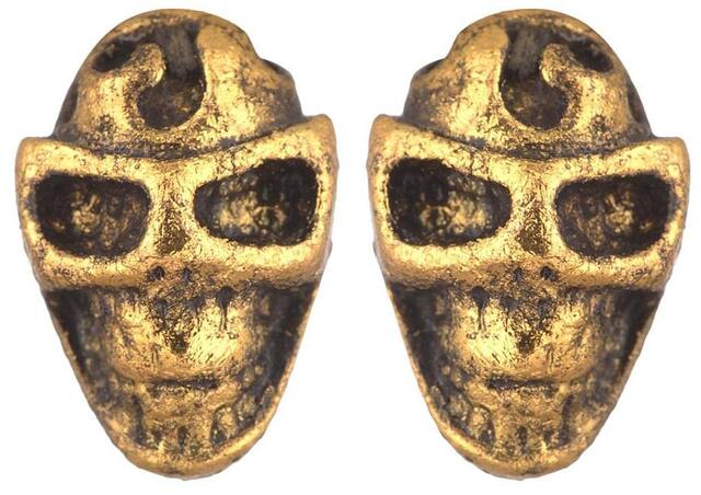 Men Style Skull Inspired Biker jewelry  Gold Stainless Steel Surgical Stud Earring For Men And Women