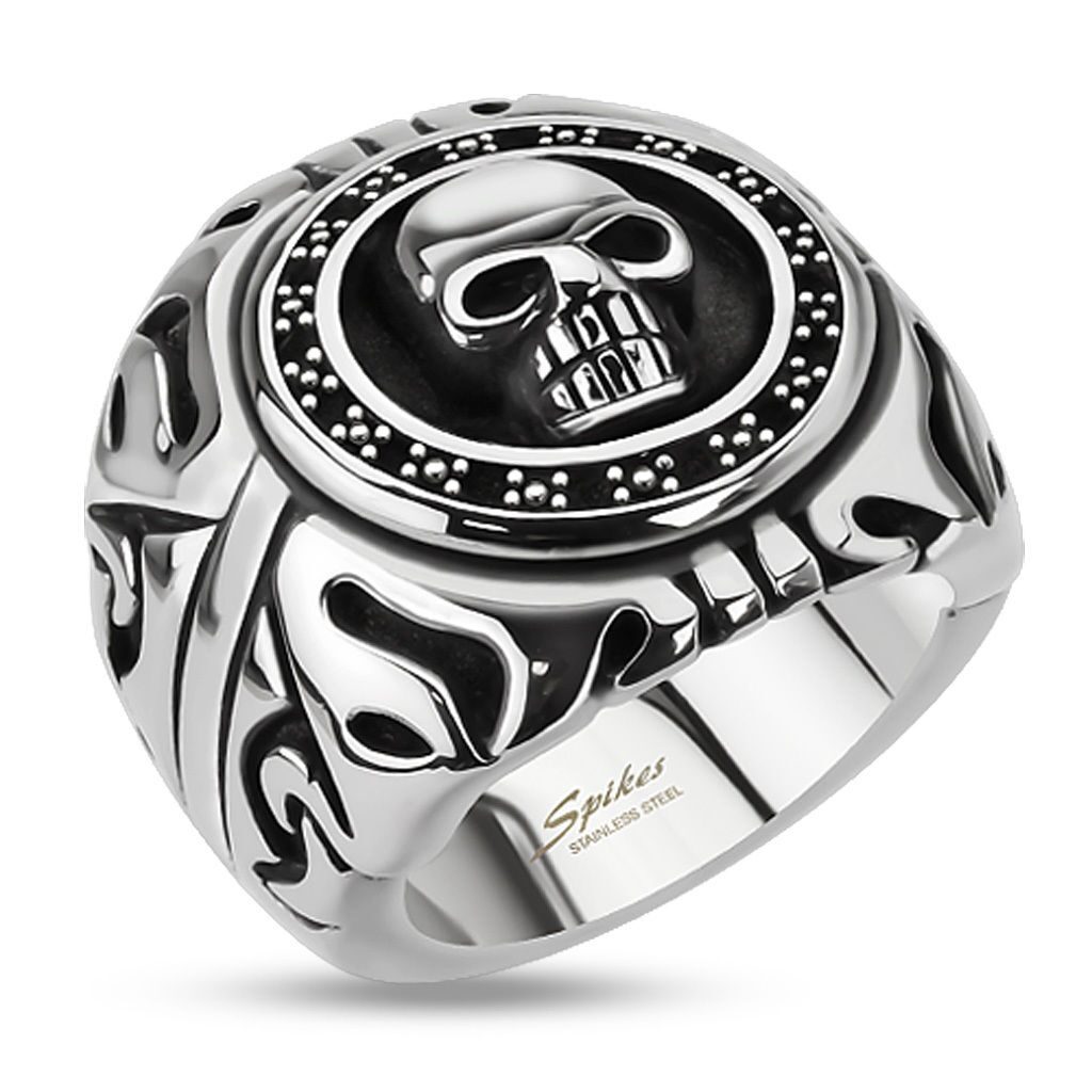 

MEN S 316L STAINLESS STEEL SKULL Shield Fancy Wide Ring Size 9-15