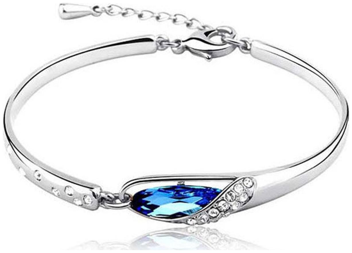 

Mens Bracelet Bud Crystal Bracelet with Swarovski Element Crystal 18K White Gold Plating Best Gift for Women (J165) by The Fashion for Sure